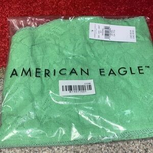 NWT - AE Lace-Overlay Super Cropped Tank Top (Bright Green)